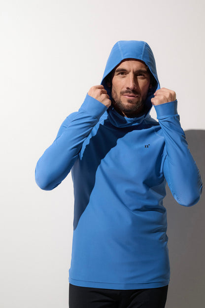 Sweat-shirt de bain anti-UV à capuche pour homme, léger et respirant, offrant une protection solaire UPF 50+.