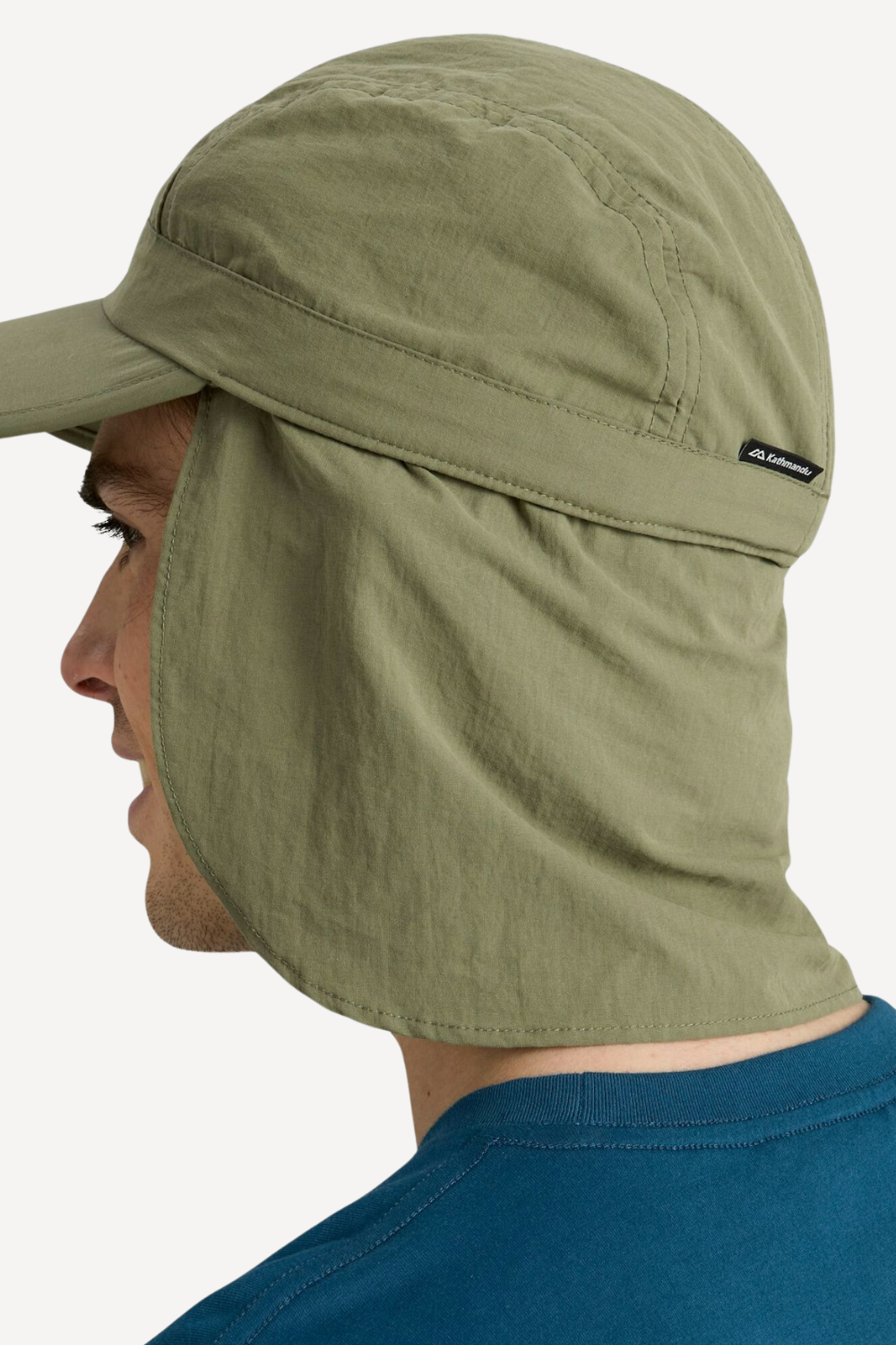 Casquette anti-UV verte UPF 50+ pour homme, avec protection solaire amovible pour des activités en plein air.