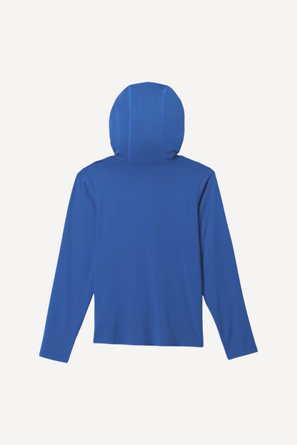 Sweat-shirt anti-UV bleu pour enfant, léger et respirant, offrant une protection solaire UPF50+, idéal pour l'extérieur.